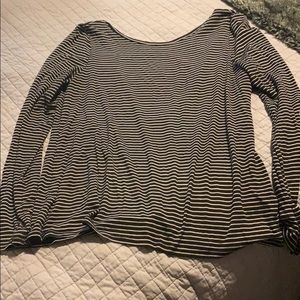Black & Gray Deep V-Neck on Back Blouse